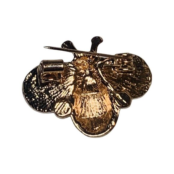 Rhinestone Bumble Bee Brooch Pin 1 1/8”  Red Icy Cute - Picture 6 of 13